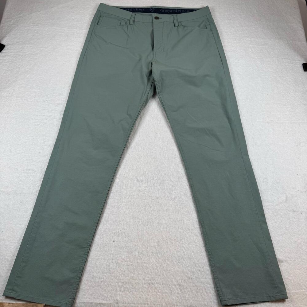 Vineyard Vines Pants Mens Size 34x32 Green On-The-Go Chino Stretch Casual Travel